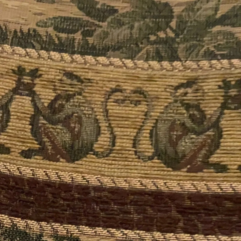 Vintage Chenille Monkeys & Elephants Heavy Tapestry Fabric in Green & Brown